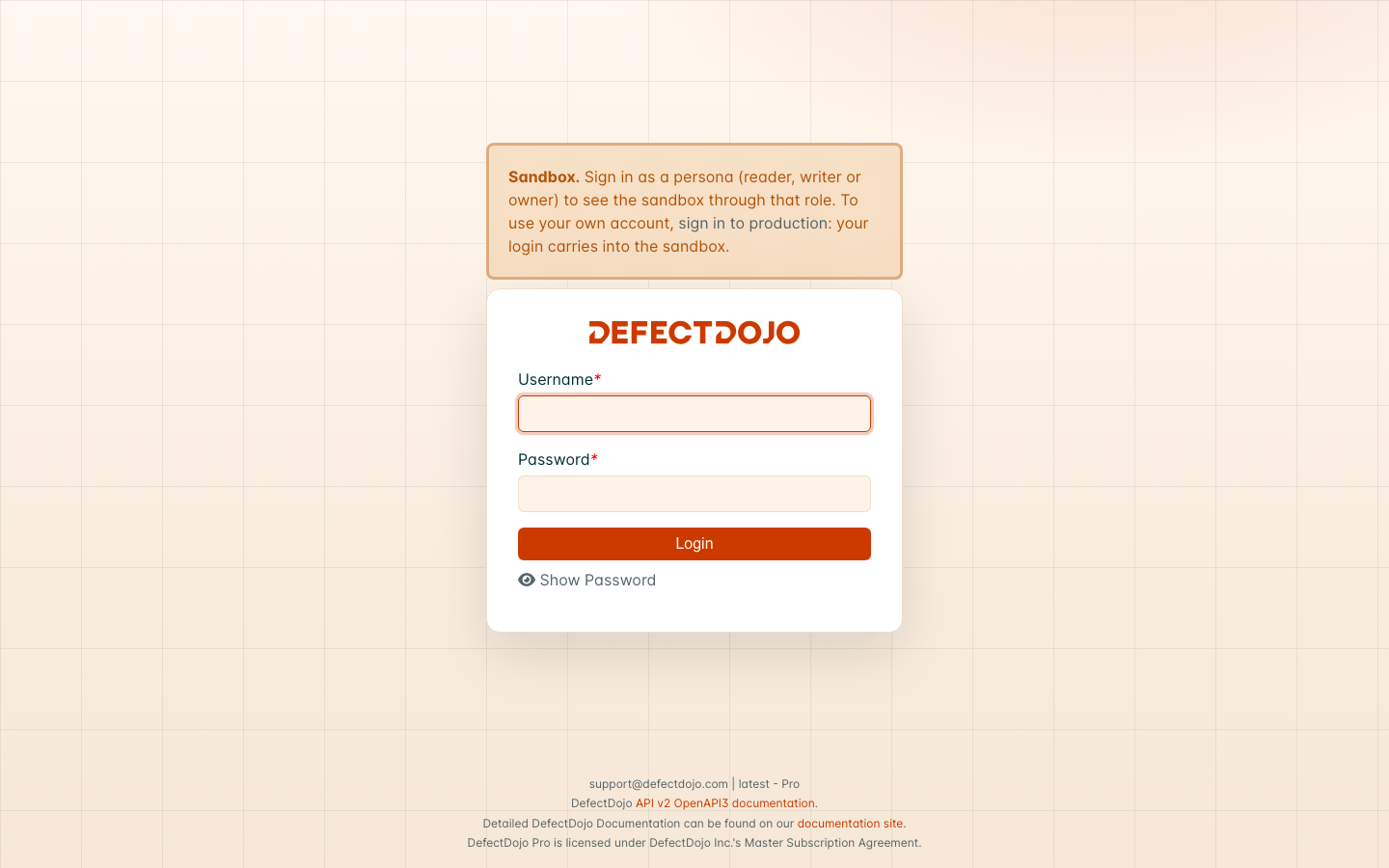 Signing in as a persona at /sandbox/login