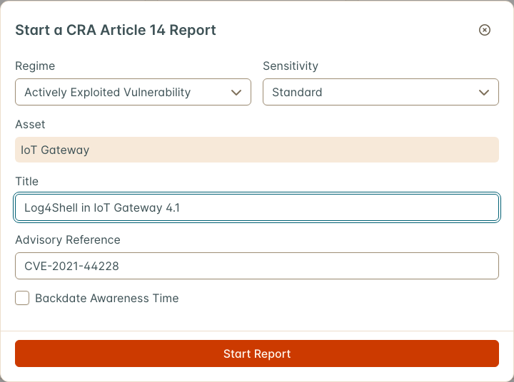 Starting an Article 14 report from the prompt