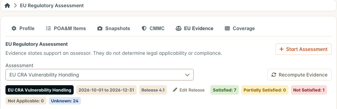 The assessment summary after a recompute