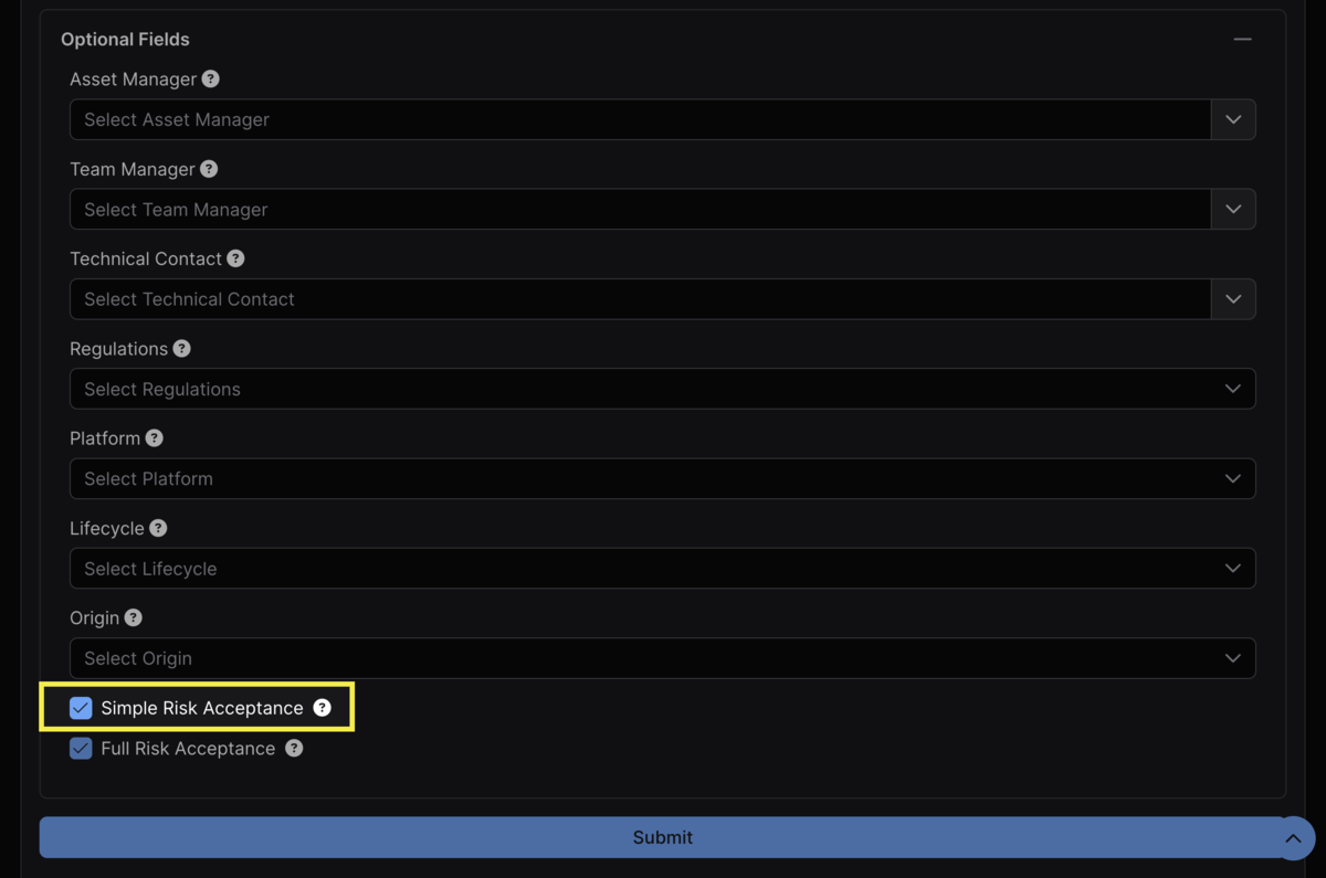 Enabling simple risk acceptance