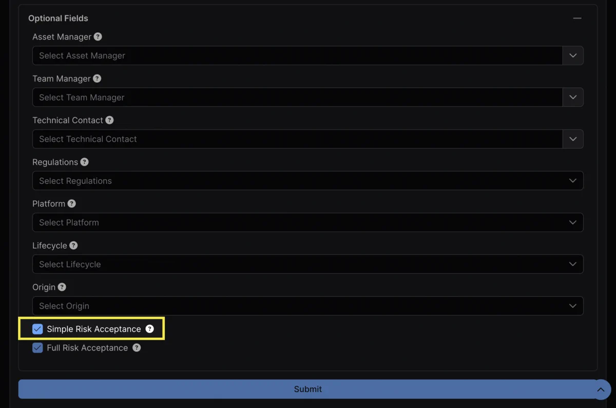 Enabling simple risk acceptance