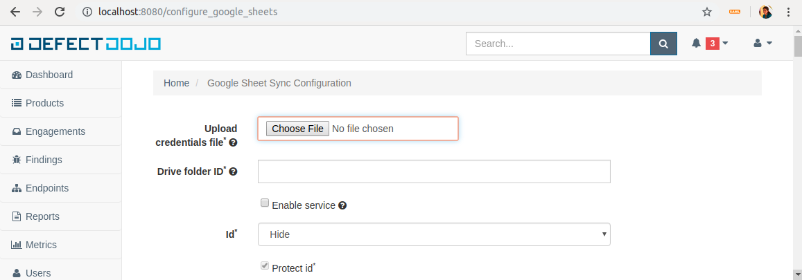 Google Sheets Sync Configuration Page