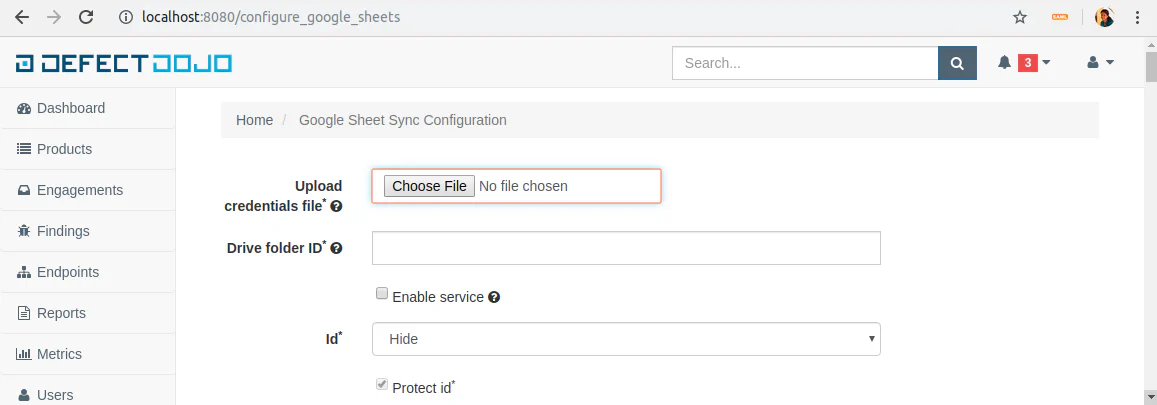 Google Sheets Sync Configuration Page