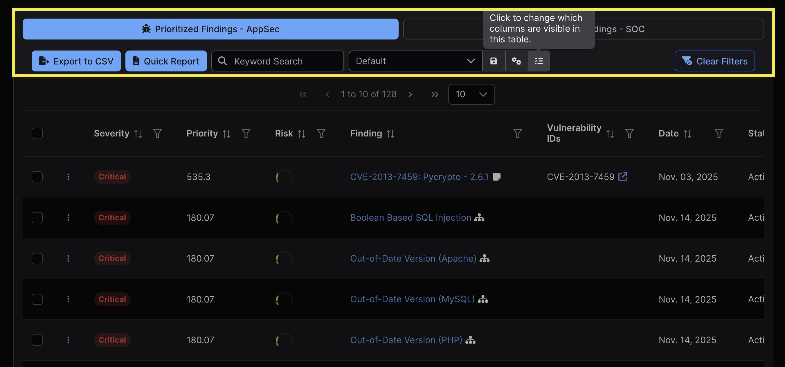 Priority Insights table