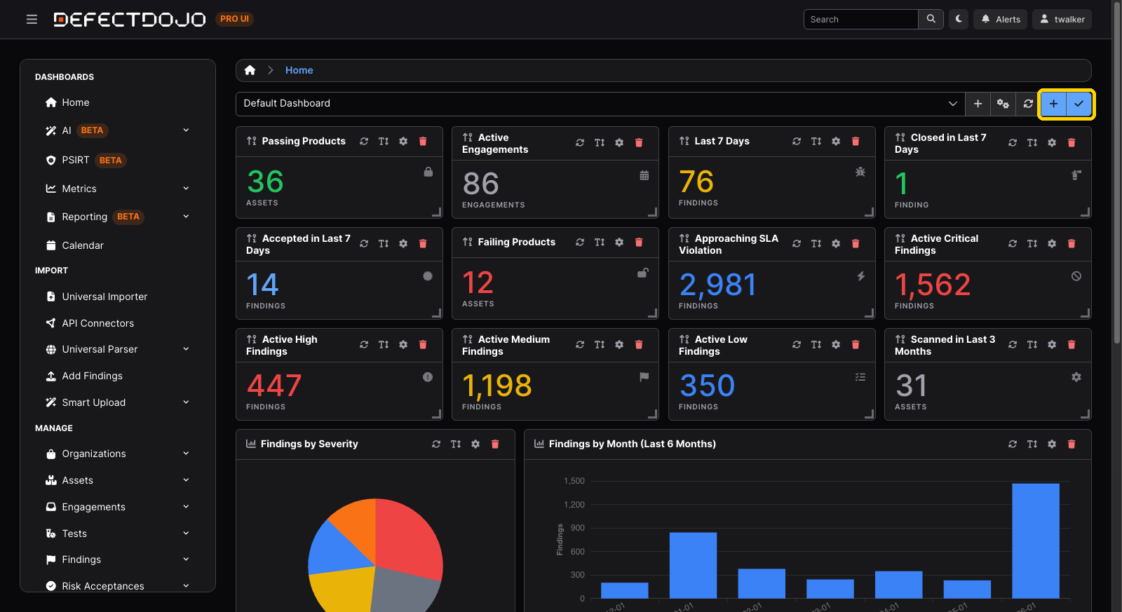 A dashboard in edit mode, showing drag and resize handles