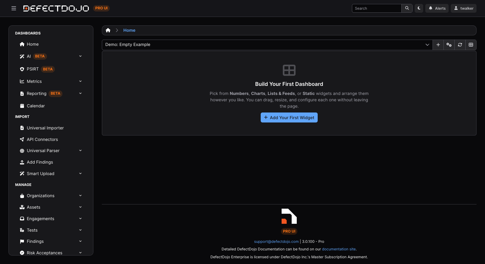 The empty-layout state