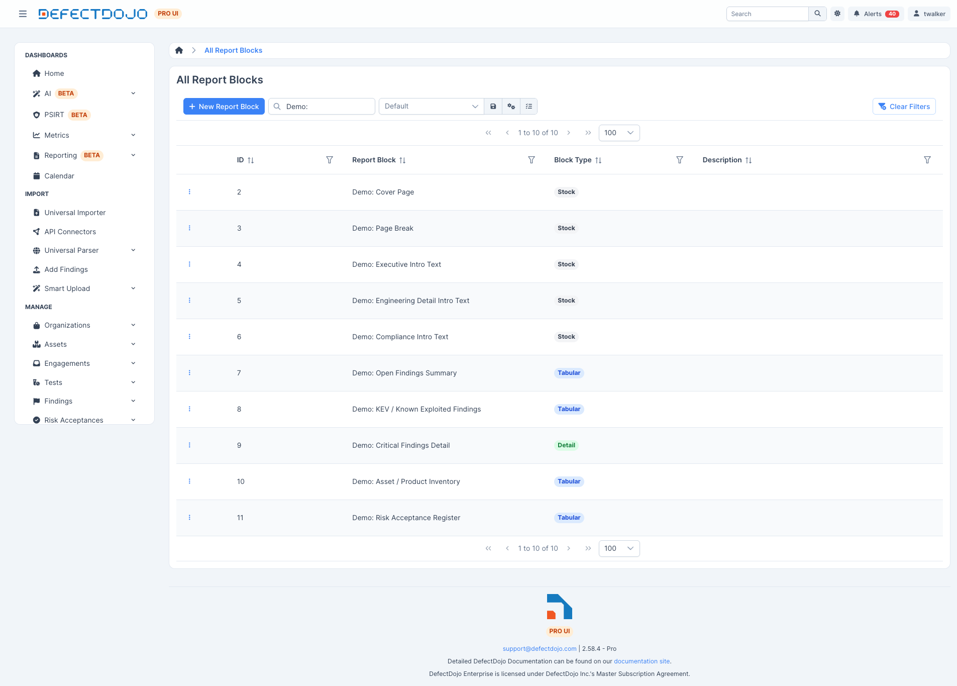 Blocks list