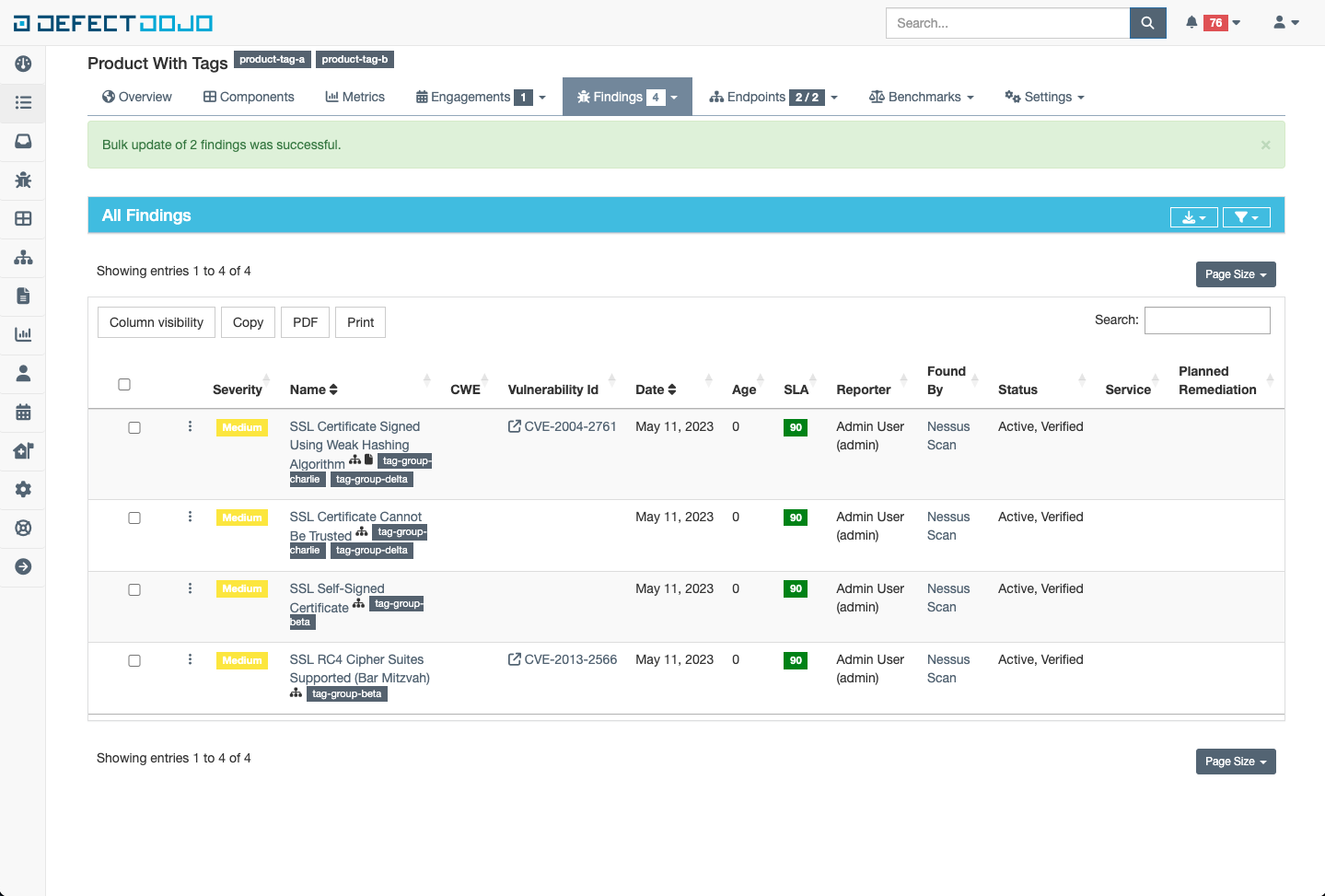 Completed bulk edit tag update