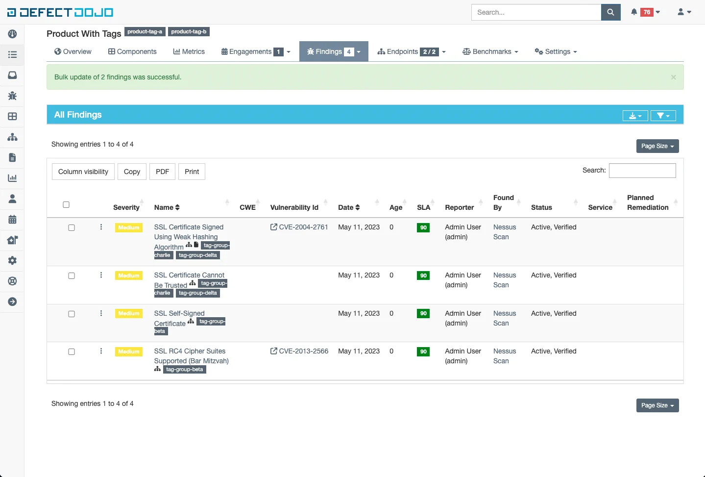 Completed bulk edit tag update