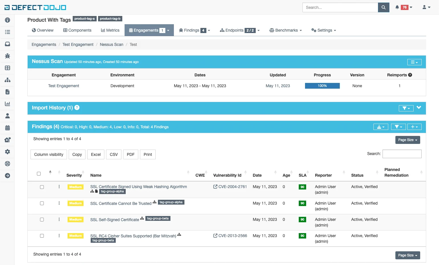 High level example of usage with tags