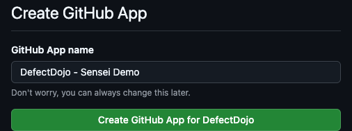 Confirm app creation on GitHub